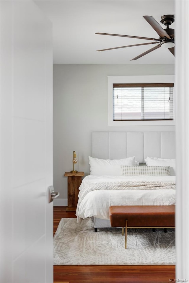 2931 W 20th Ave, Denver, CO 80211 - bedroom with wood finished floors and ceiling fan