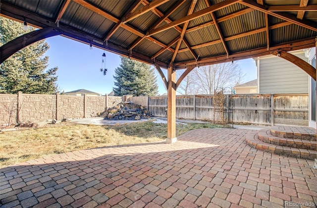 view of patio / terrace featuring a gazebo