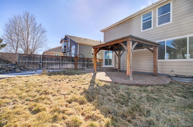 view of yard featuring a patio and a gazebo