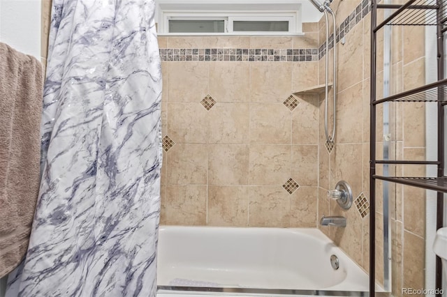 bathroom featuring shower / tub combo with curtain