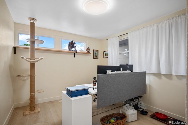 491 Campo St, Denver, CO 80221 - office area featuring wood finished floors and baseboards