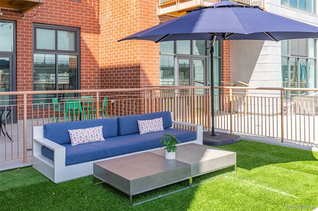 view of patio featuring an outdoor hangout area