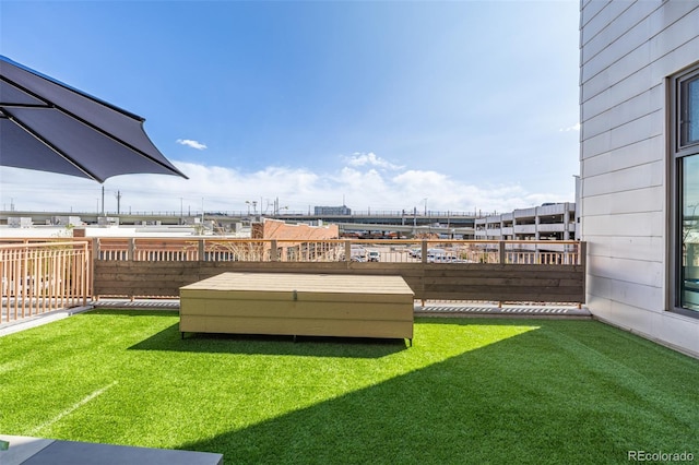 view of yard featuring a fenced backyard