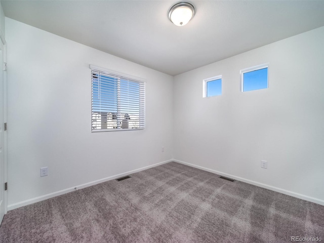 carpeted spare room featuring a wealth of natural light