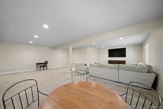 17670 W 94th Dr, Arvada, CO 80007 - dining area featuring baseboards, light carpet, and recessed lighting