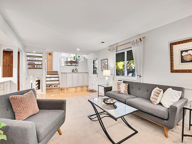 living room featuring light hardwood / wood-style flooring