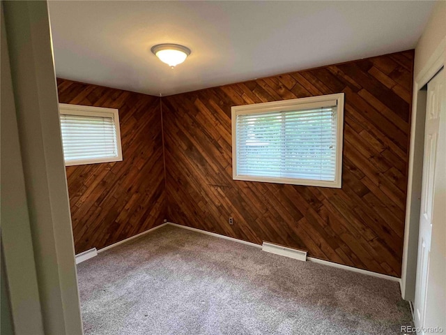 220 Lily Ln, Golden, CO 80403 - spare room with plenty of natural light, wooden walls, and carpet flooring