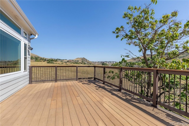 deck with a mountain view