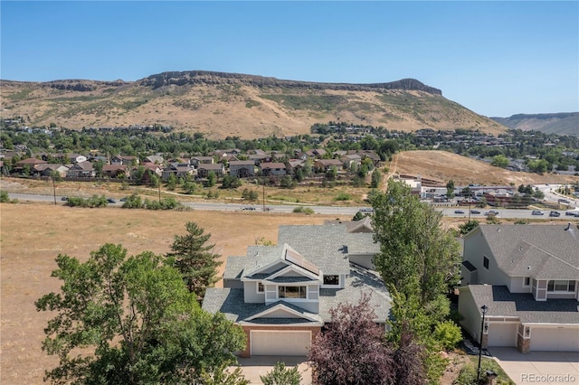 drone / aerial view with a mountain view