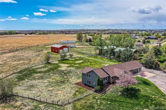 drone / aerial view with a rural view