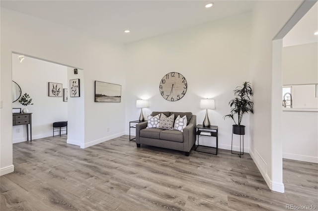 interior space with a high ceiling and light wood-type flooring