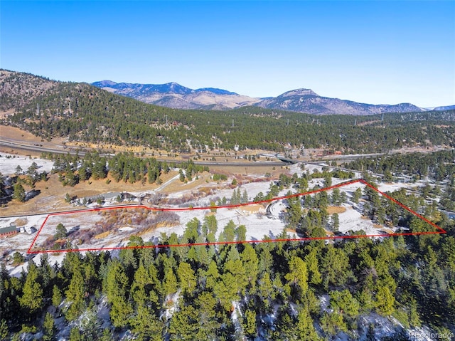 birds eye view of property featuring a mountain view