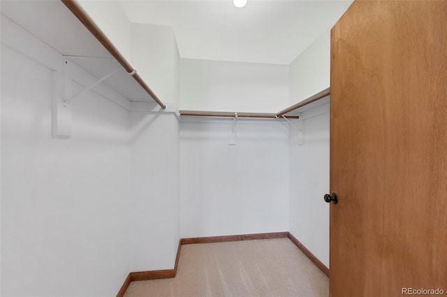 spacious closet with light colored carpet