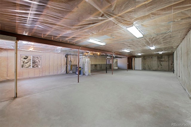 basement with water heater