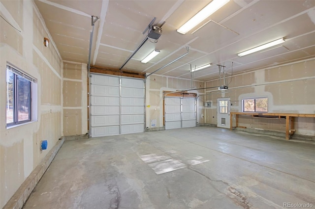 garage with a garage door opener