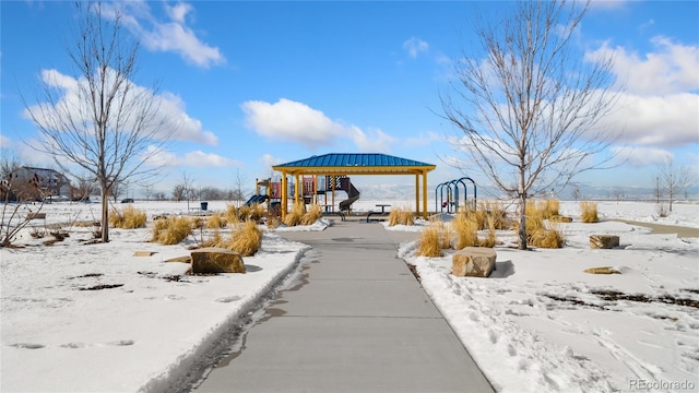 view of community with a gazebo