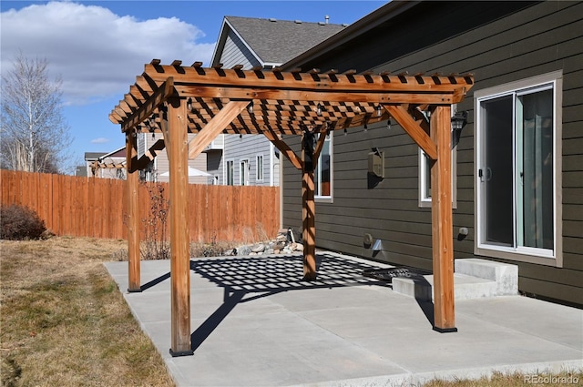 view of patio / terrace featuring a pergola