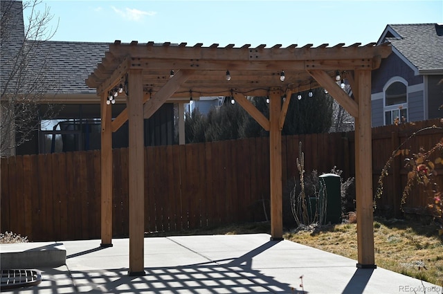 view of patio / terrace featuring a pergola