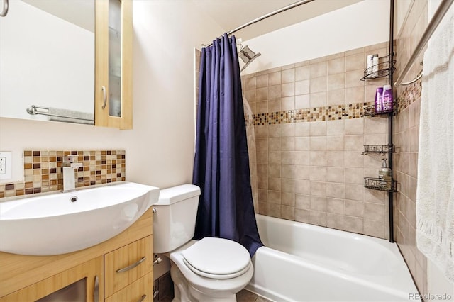 8460 Corona St, Denver, CO 80229 - full bath featuring shower / tub combo with curtain, vanity, and tasteful backsplash