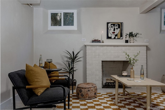 3055 Clermont St, Denver, CO 80207 - sitting room featuring a brick fireplace