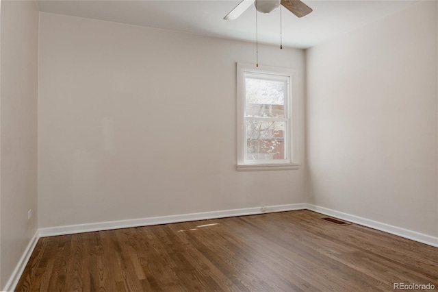 3055 Clermont St, Denver, CO 80207 - empty room with wood finished floors, ceiling fan, and baseboards