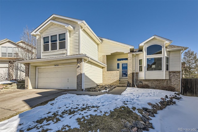 view of front of house with a garage