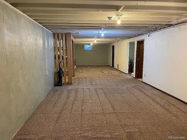 basement with carpet