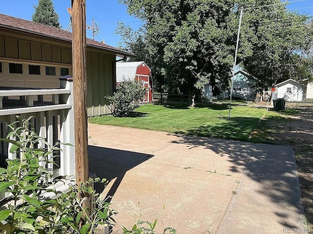 exterior space with a storage shed