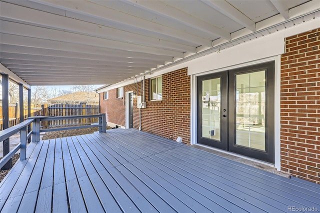 wooden terrace with french doors