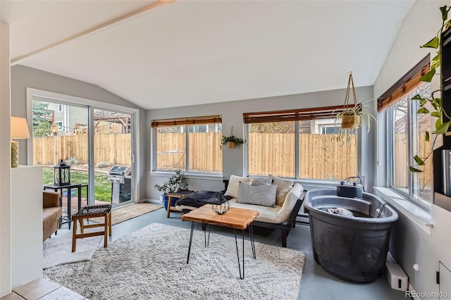 sunroom with lofted ceiling