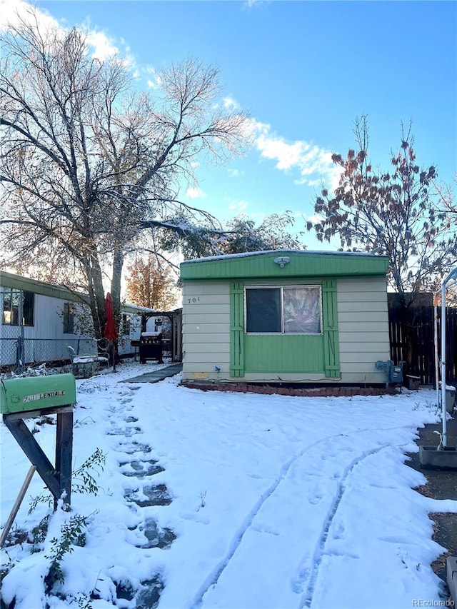 view of snow covered structure