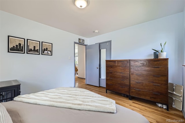 bedroom featuring a closet and light wood finished floors
