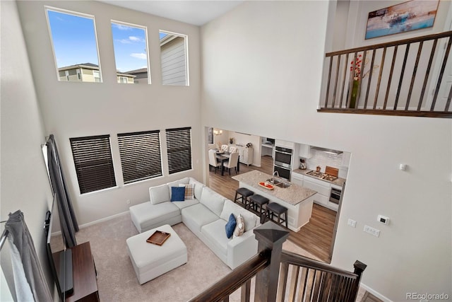 living room featuring light hardwood / wood-style floors