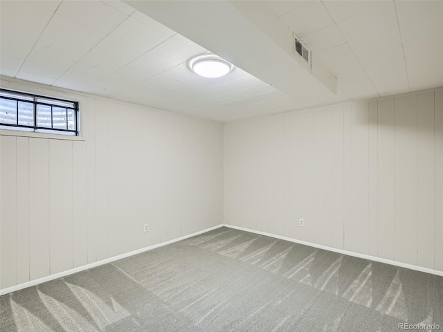 basement with carpet floors