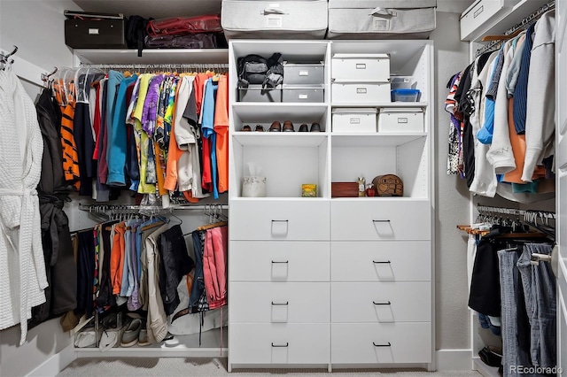 spacious closet with carpet flooring