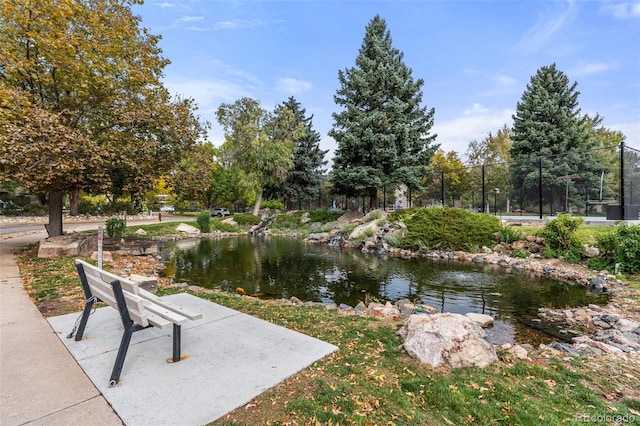 view of community featuring a water view