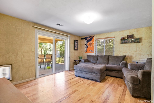 living room with light wood-type flooring