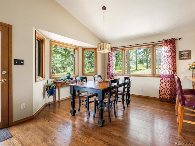 19795 Flint Ln, Morrison, CO 80465 - dining room with wood finished floors and vaulted ceiling