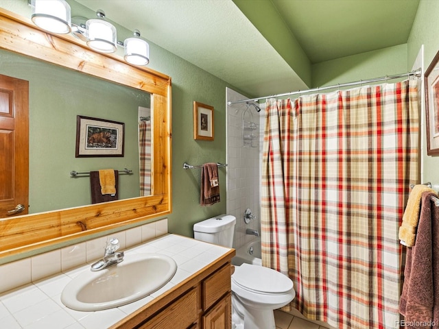 19795 Flint Ln, Morrison, CO 80465 - full bath with vanity, shower / bath combo with shower curtain, and tile patterned floors