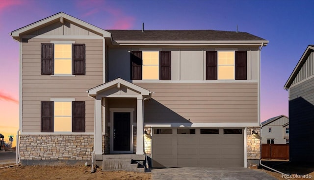 view of front facade with a garage