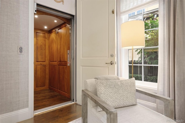 450 Steele St, Denver, CO 80206 - entryway with wood finished floors and elevator