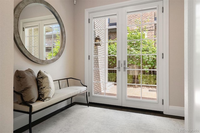 450 Steele St, Denver, CO 80206 - doorway to outside with french doors and carpet floors