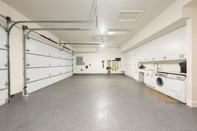 450 Steele St, Denver, CO 80206 - garage with washer and dryer and electric panel