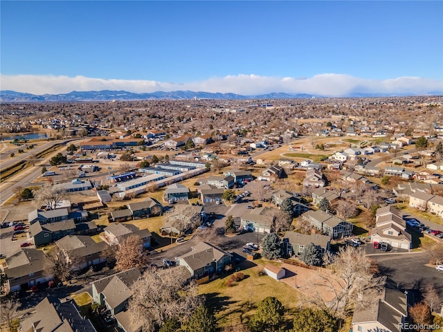 drone / aerial view with a mountain view