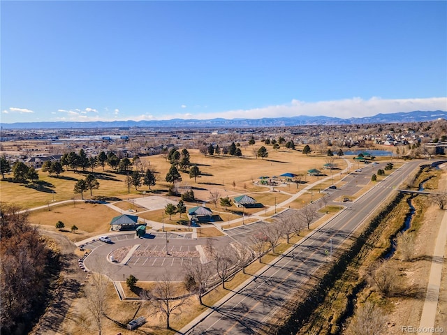 aerial view with a mountain view