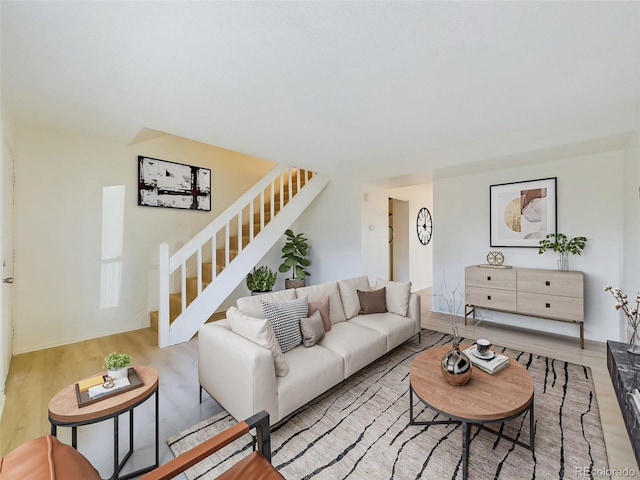 living room featuring light hardwood / wood-style flooring