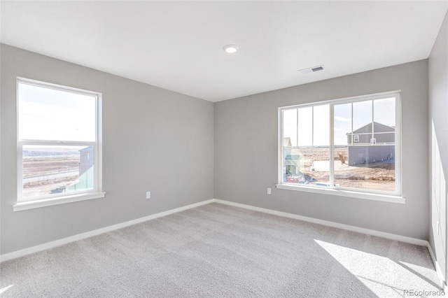 spare room with light colored carpet and a wealth of natural light