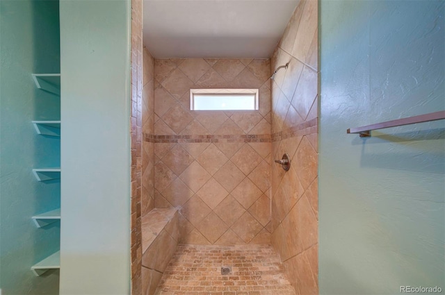 bathroom with tiled shower