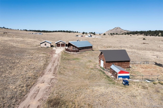 aerial view with a rural view