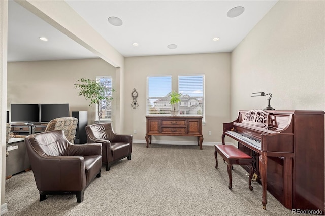 sitting room with light carpet